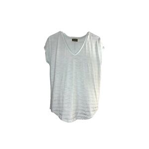 Lilla P Pima Cotton Modal V-Neck Top in Light Mint Green Stripes - Size Small